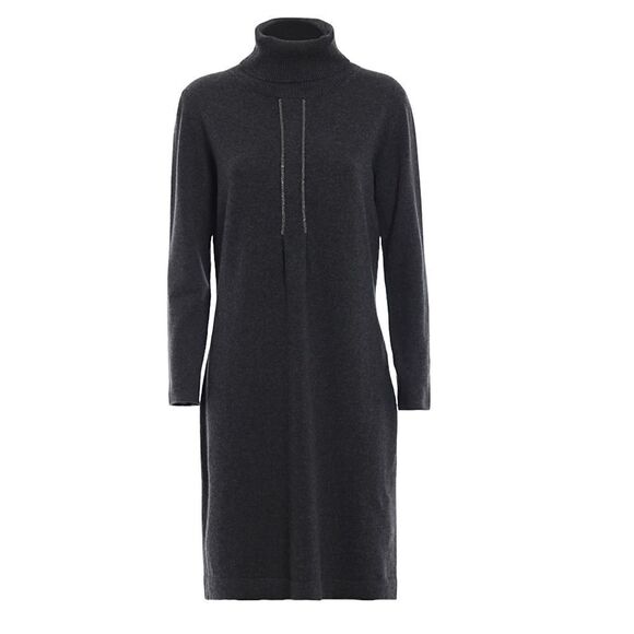 Fabiana Filippi Turtleneck Sweater Dress Knee Length Wool Silk Cashmere Darted - Picture 1 of 16